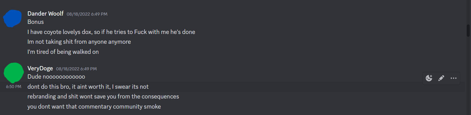 Dander talking about having someone's information.