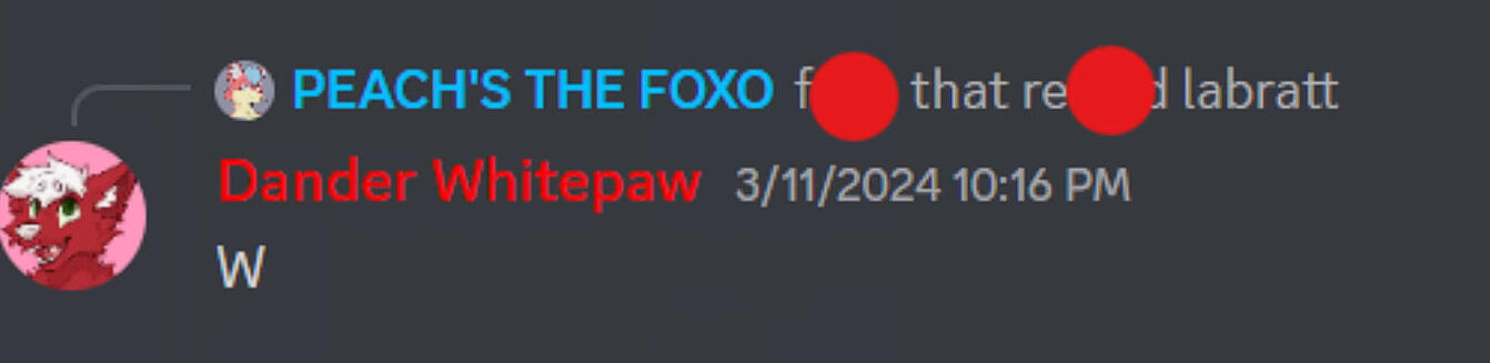 Community calling labratt a slur & dander agreeing.